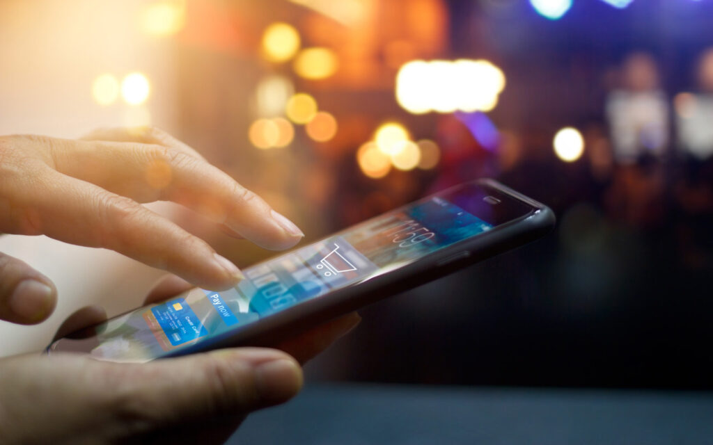 Man looking at cell phone