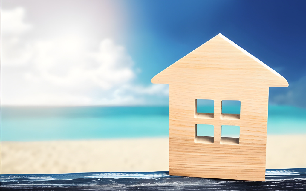 مجسم منزل مع بحر