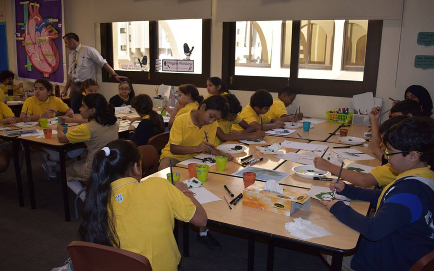 Students, during an arts and crafts class at Al Muna Academy