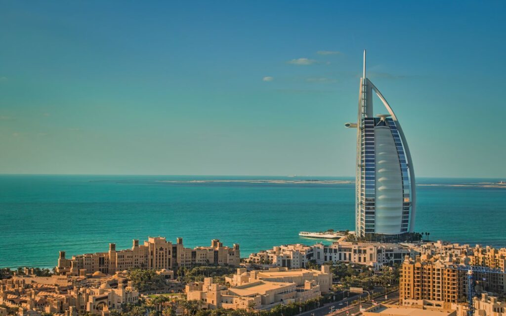 glimpse of Burj Al Arab, one of uae's tallest buildings