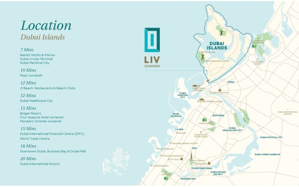 location map of LIV oceanside, part of New property launches in Dubai for January 2026