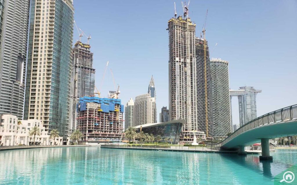 Waterfront buildings in Downtown Dubai