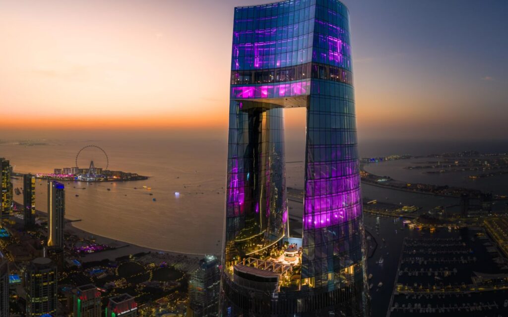 Night view of Ciel Dubai Marina