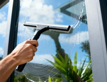 شخص ينظّف الزجاج