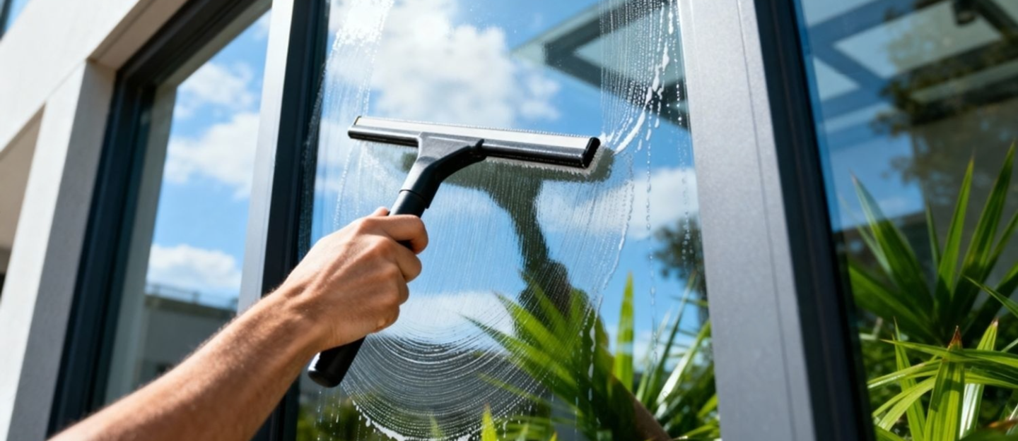 شخص ينظّف الزجاج