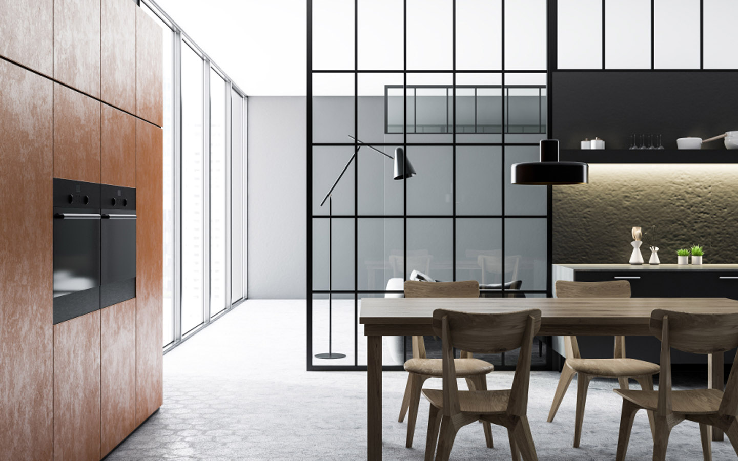 باب منزلق في المطبخ