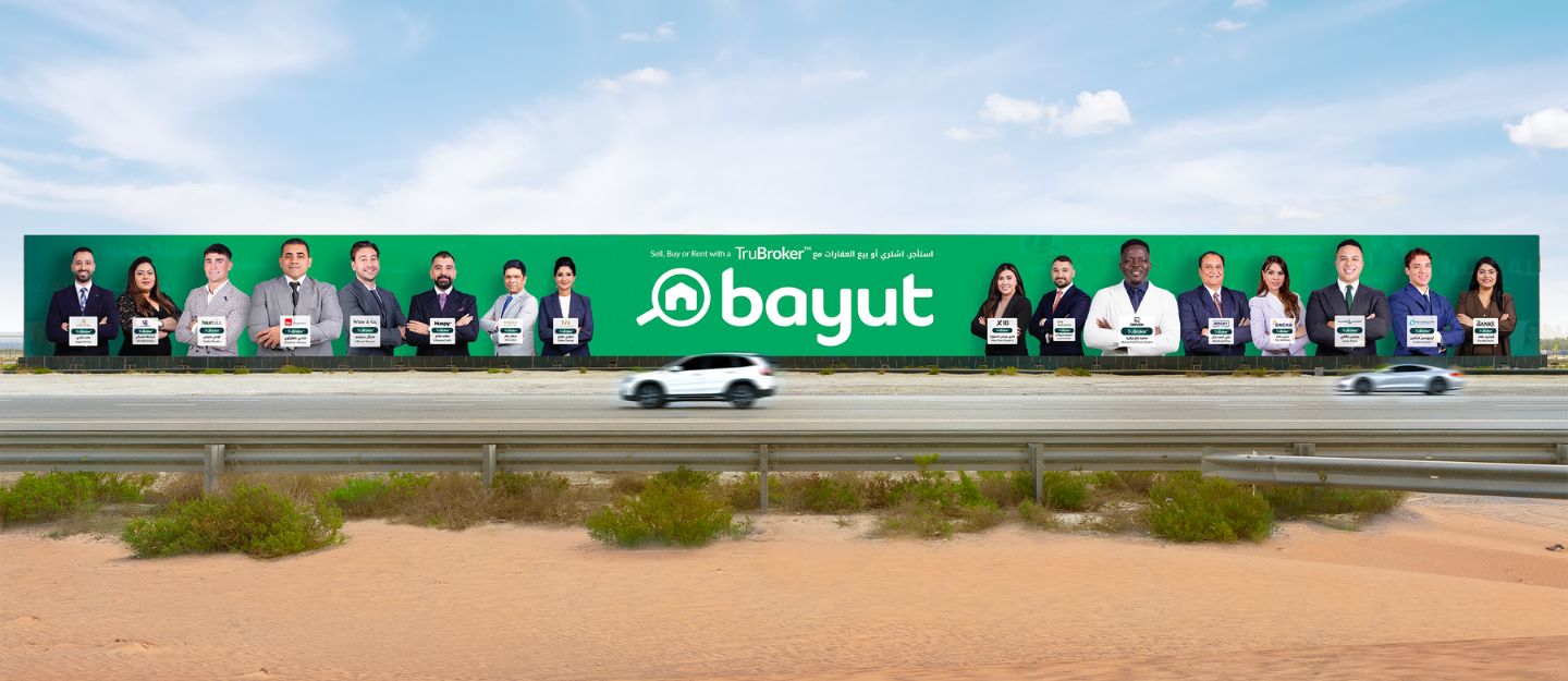TruBrokers on Bayut’s Sheikh Mohammed Bin Zayed Road billboard
