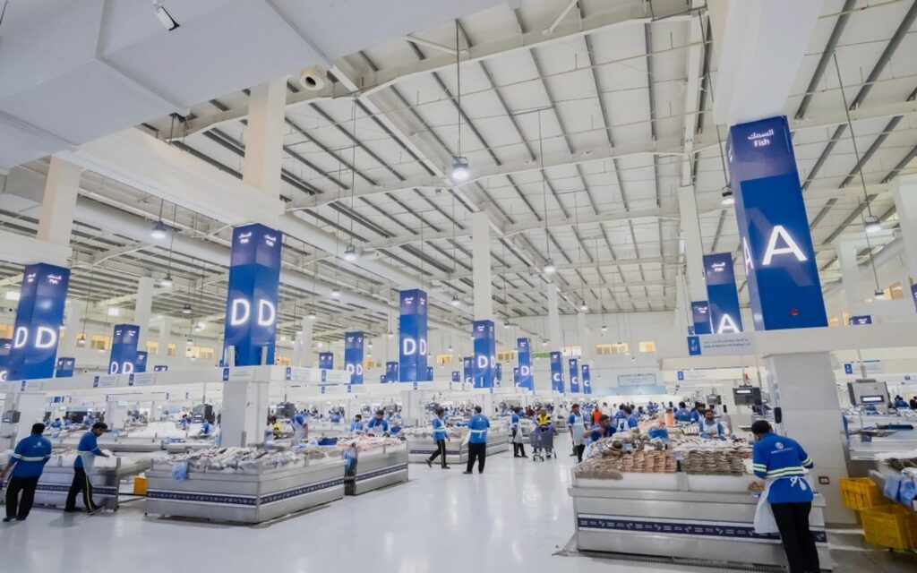 Different stalls at Deira waterfront fish market