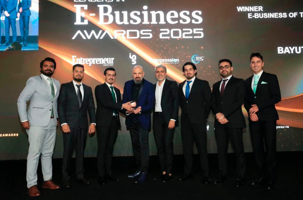 Bayut team with CEO Haider Ali Khan being awarded E-Business of the Year