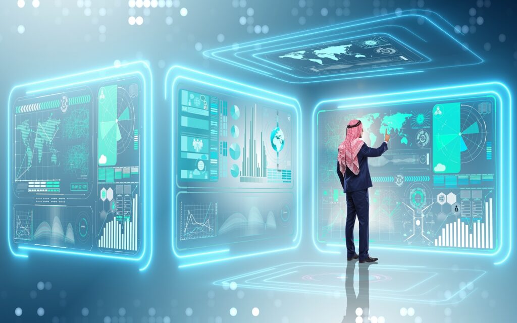 شخص يقف في عالم AI