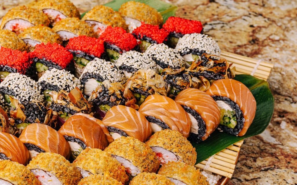 Plates of fresh sushi at Taste of Dubai.
