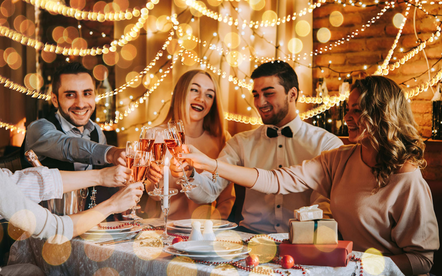 Friends toasting to the new year