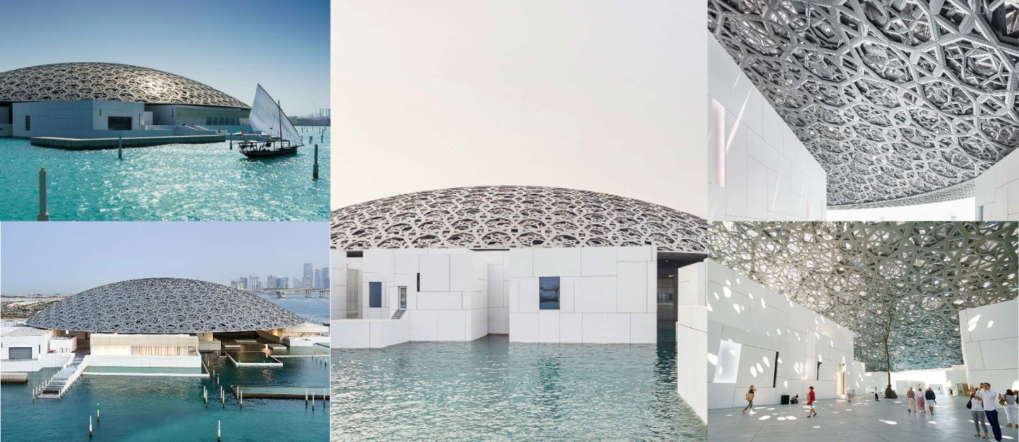 stunning architecture of Louvre Abu Dhabi museum