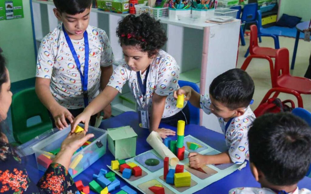 Young students enjoying learning activities at one of the best schools in Al Quoz, Dubai