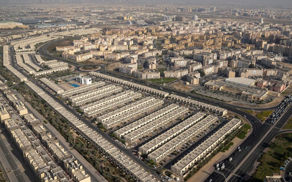 rows of townhouses in International City