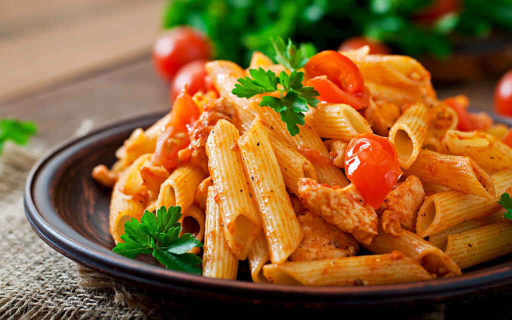Plate of pasta in an Italian restaurant