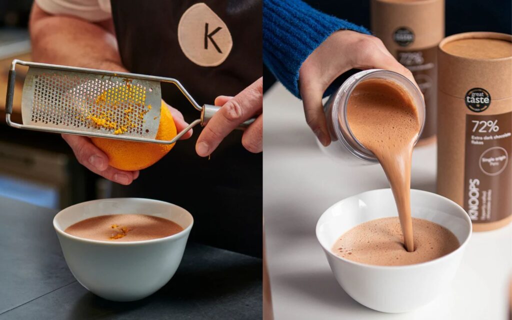 Creamy Dubai winter hot chocolate crafted at Knoops UAE