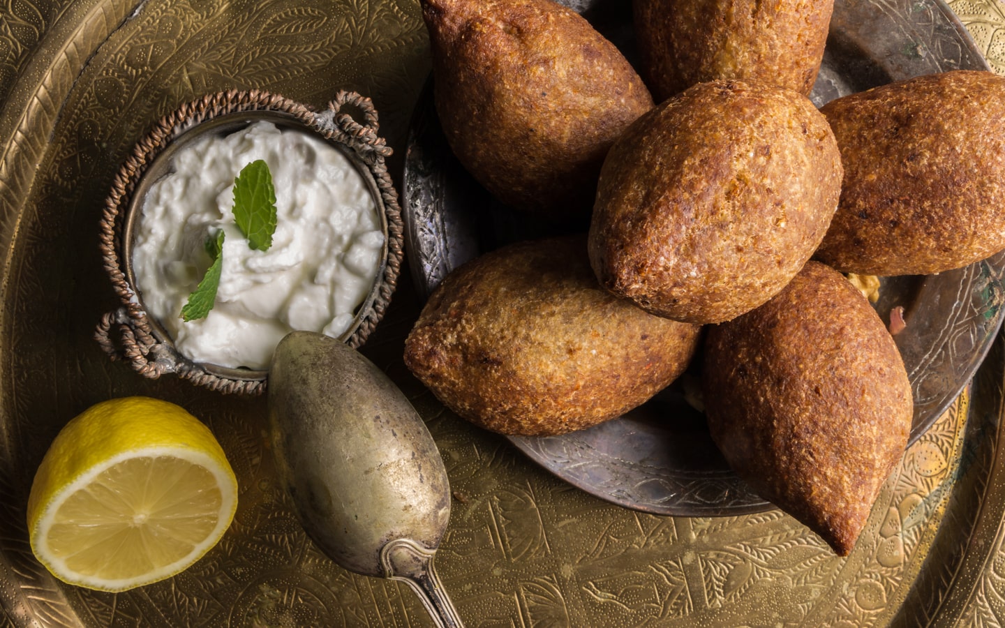 Arabic Kebbeh served with garlic paste