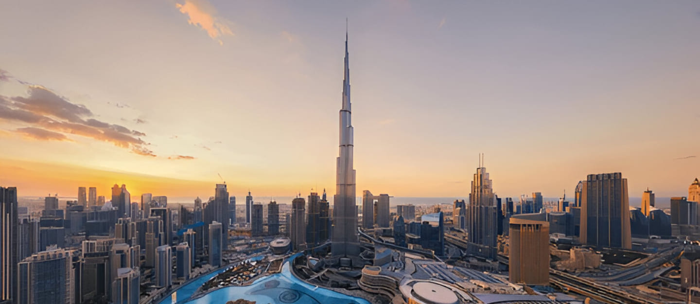 برج خليفة عند الغروب