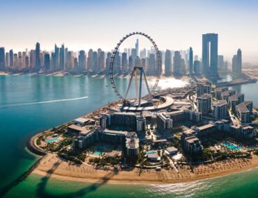 Aerial view of the iconic Bluewaters Island in Dubai