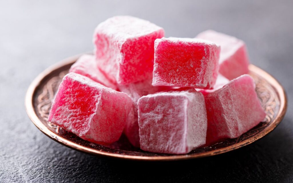 Colorful pieces of Turkish delight, or Lokum is one of the Popular Eid dishes in different countries