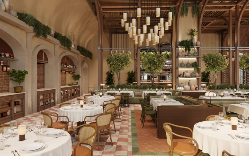 The venue is designed like a rustic southern Italian village