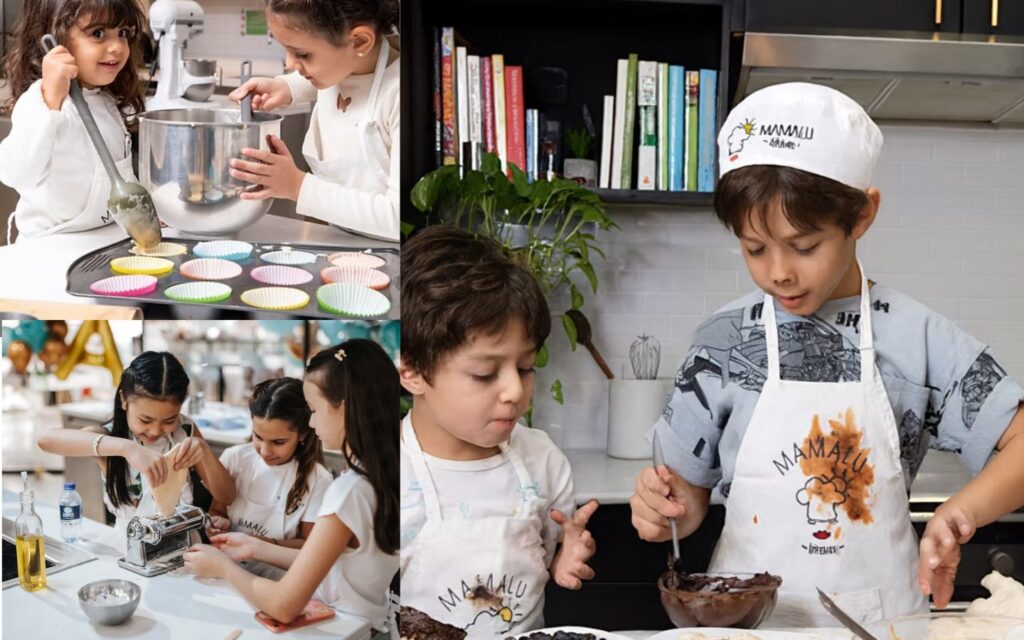 kids having fun cooking class