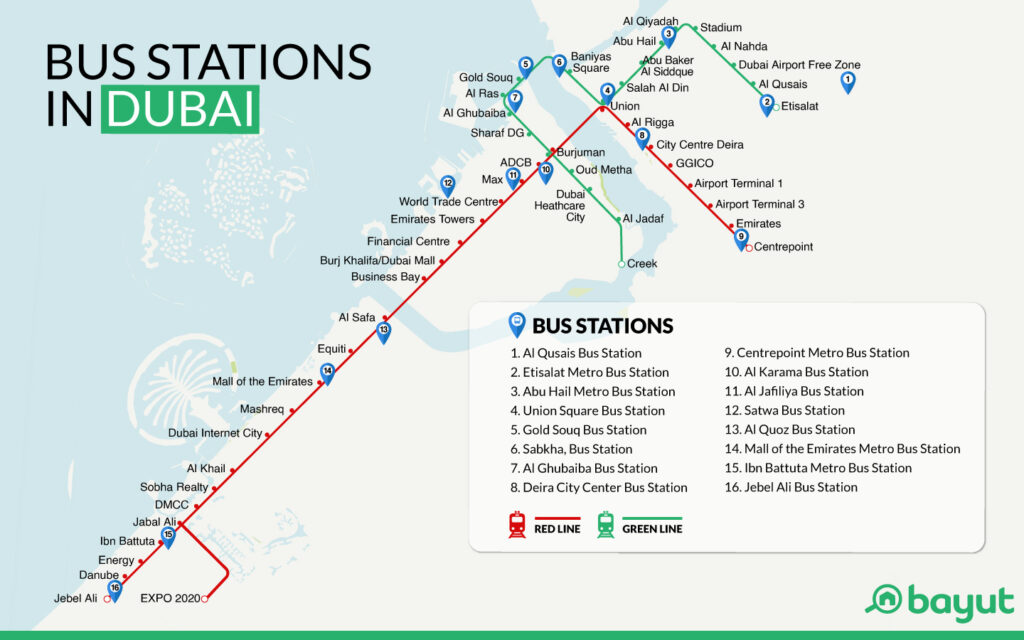 Dubai Bus Stations Map 2022