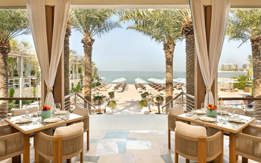 elegant outdoor seating in one of the best Dubai restaurants with water views