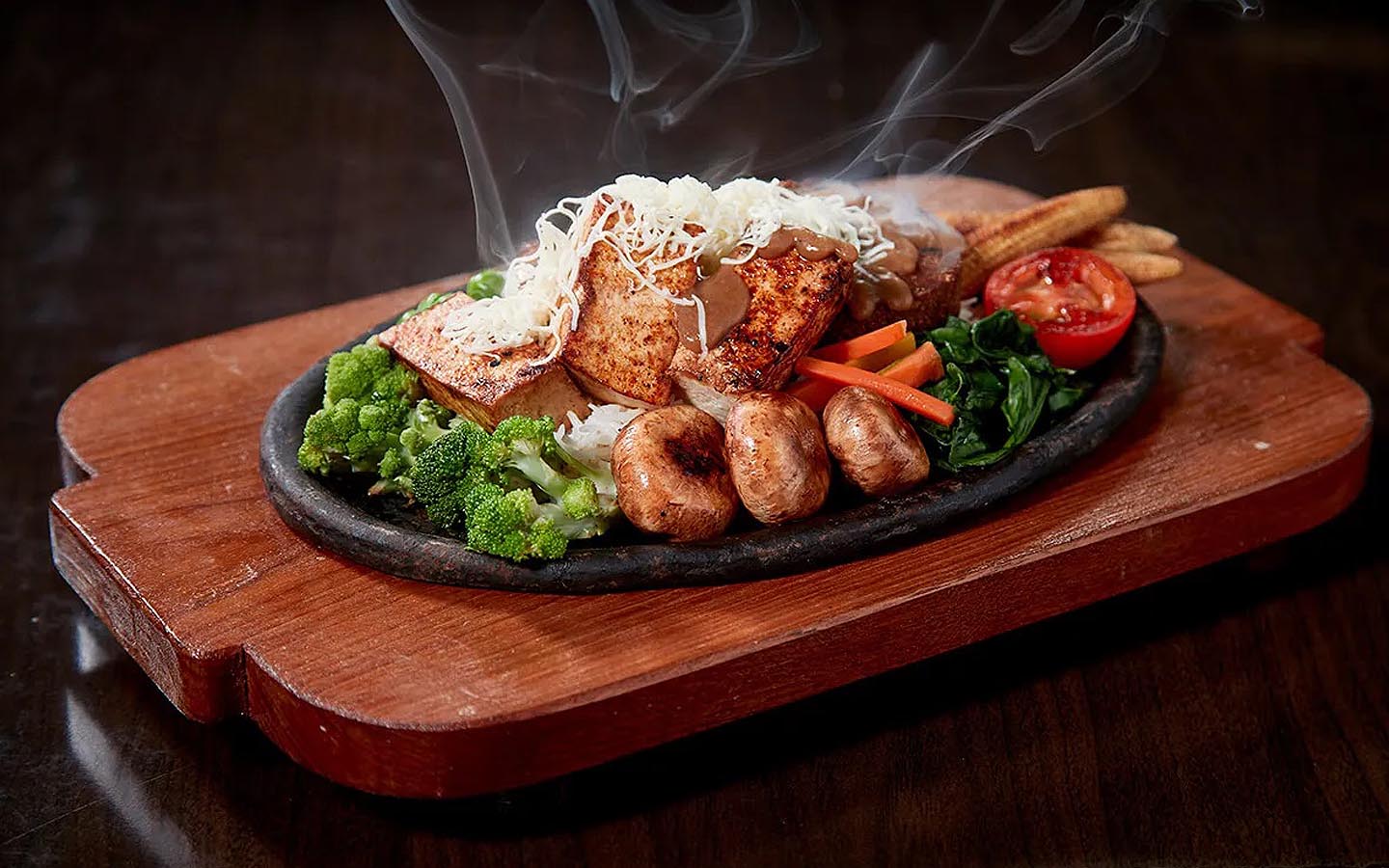 طبق لحم وخضار