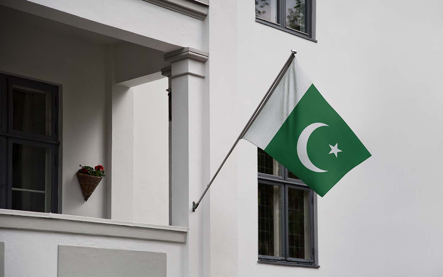 Pakistan flag outside a house