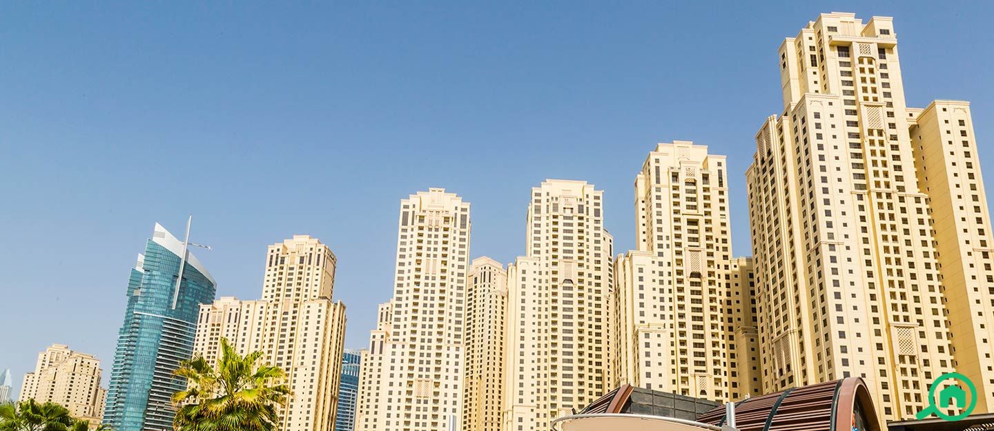 High-rise buildings in JBR Dubai, showcasing popular choices for apartment purchases and real estate investment