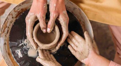 People at pottery classes in Dubai