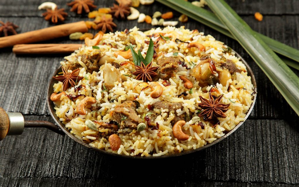 pilaf served with cashew nuts