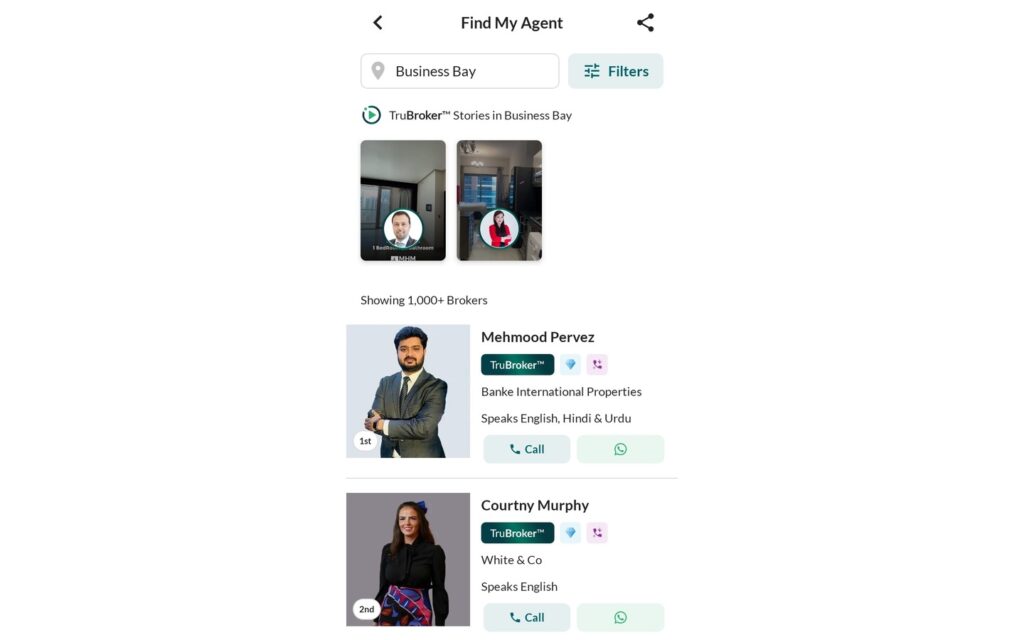 trubroker agents in Bayut property search app UAE