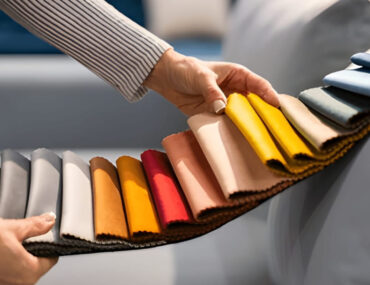 سيدة تختار قماش الكنب