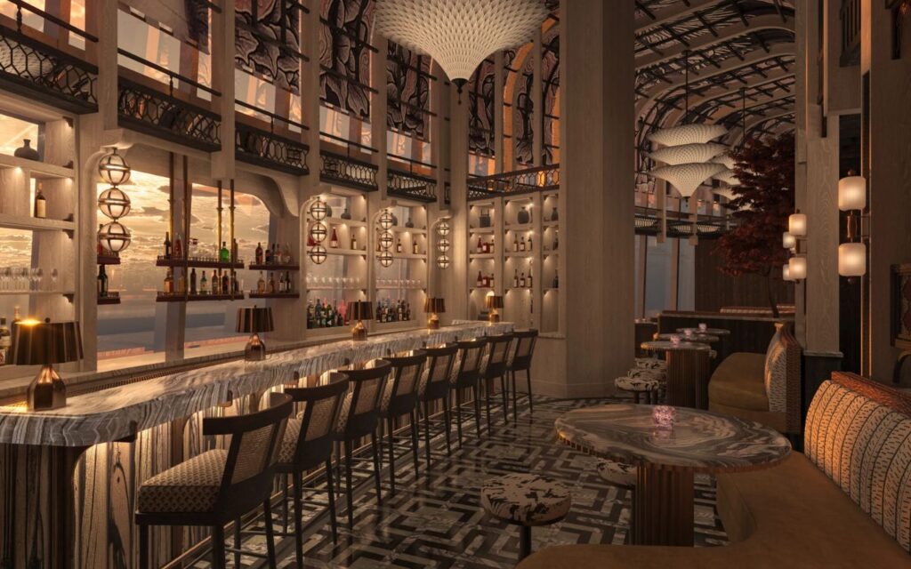 inside view of luxurious Tattu Bar in Dubai