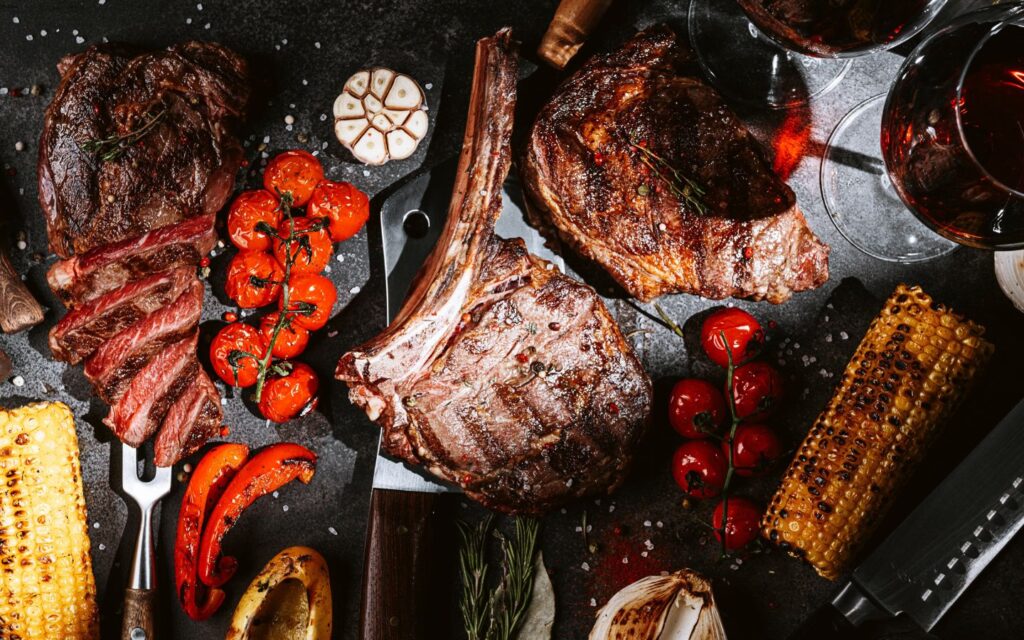 Grilled steaks on display at Taste of Dubai event.