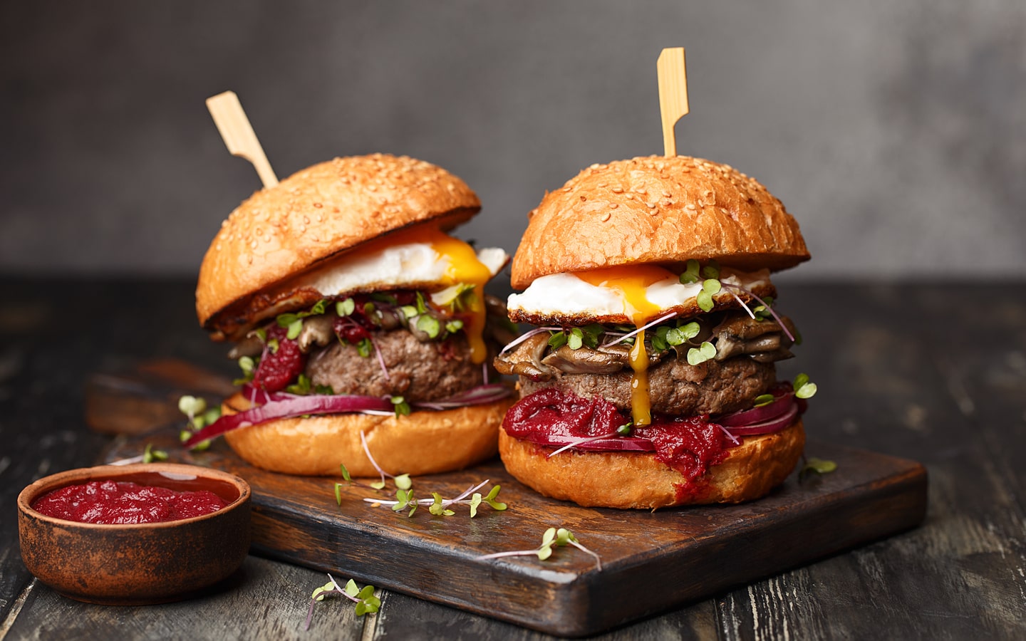 Image of two beef burgers