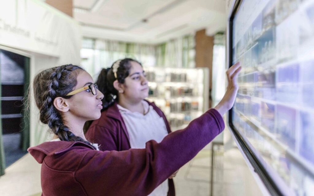 Students at Sheikh Zayed Private Academy for Girls in modern classrooms