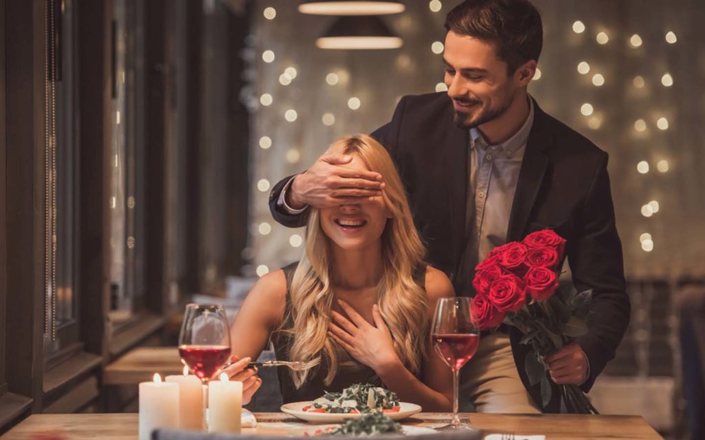 Romantic couple at a restaurant