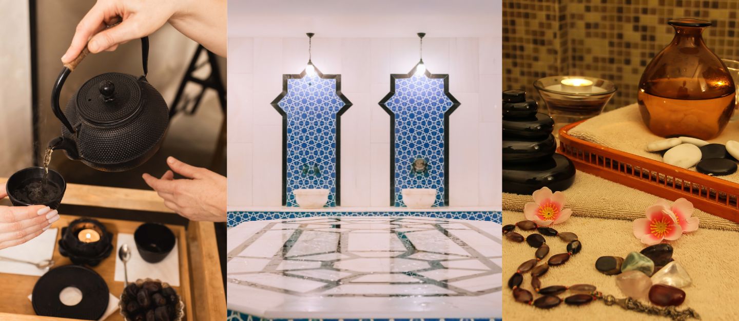 glimpses of facilities at Hammam spas in Dubai