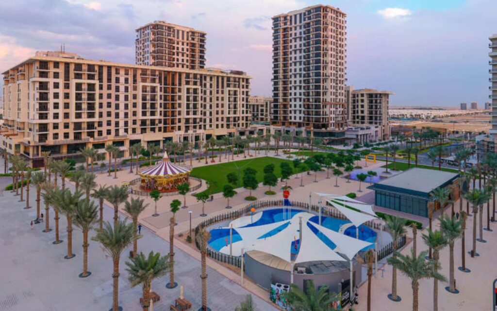aerial view of park to enjoy family-friendly activities in Town Square Dubai
