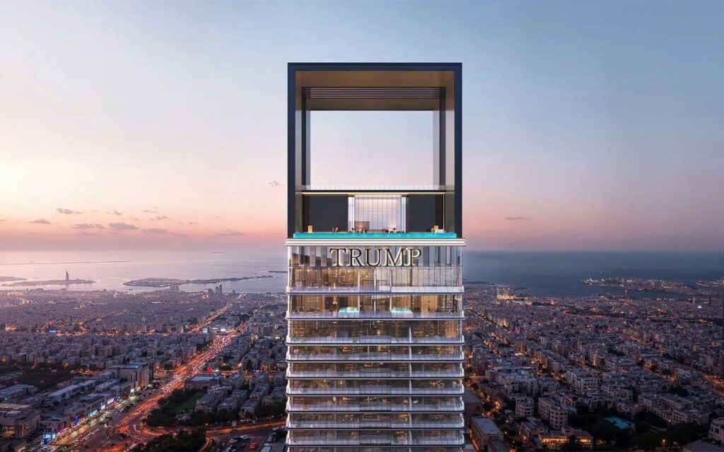 Modern skyscraper of Trump Tower, featuring exclusive branded apartments in Dubai