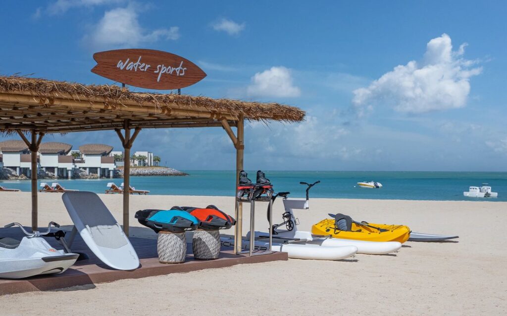 The resort’s water activities combine thrill and relaxation