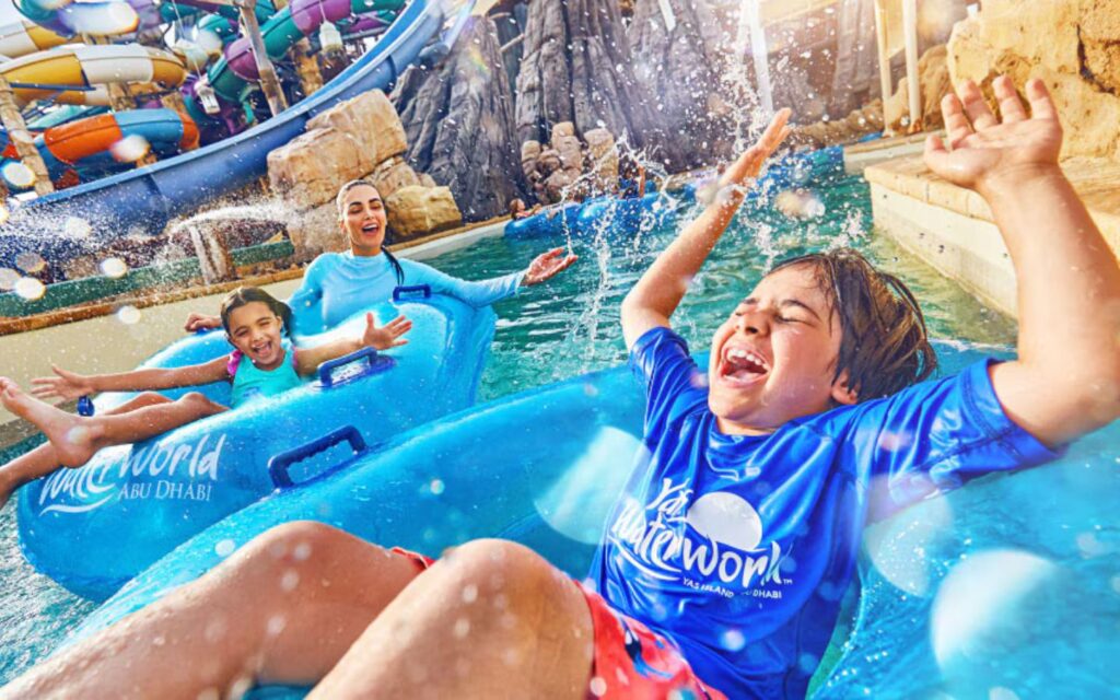 Yas Waterworld Abu Dhabi with slides, pools and roller coaster rides