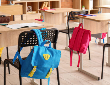 bags in a classroom at affordable dubai school