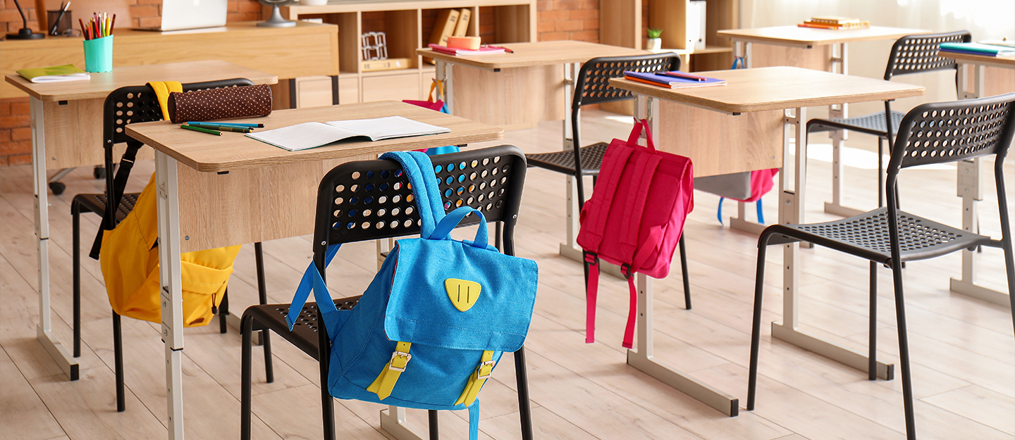 bags in a classroom at affordable dubai school