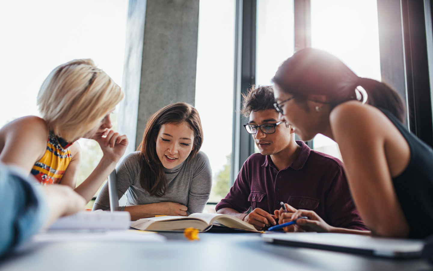 A group of students preparing together for exam