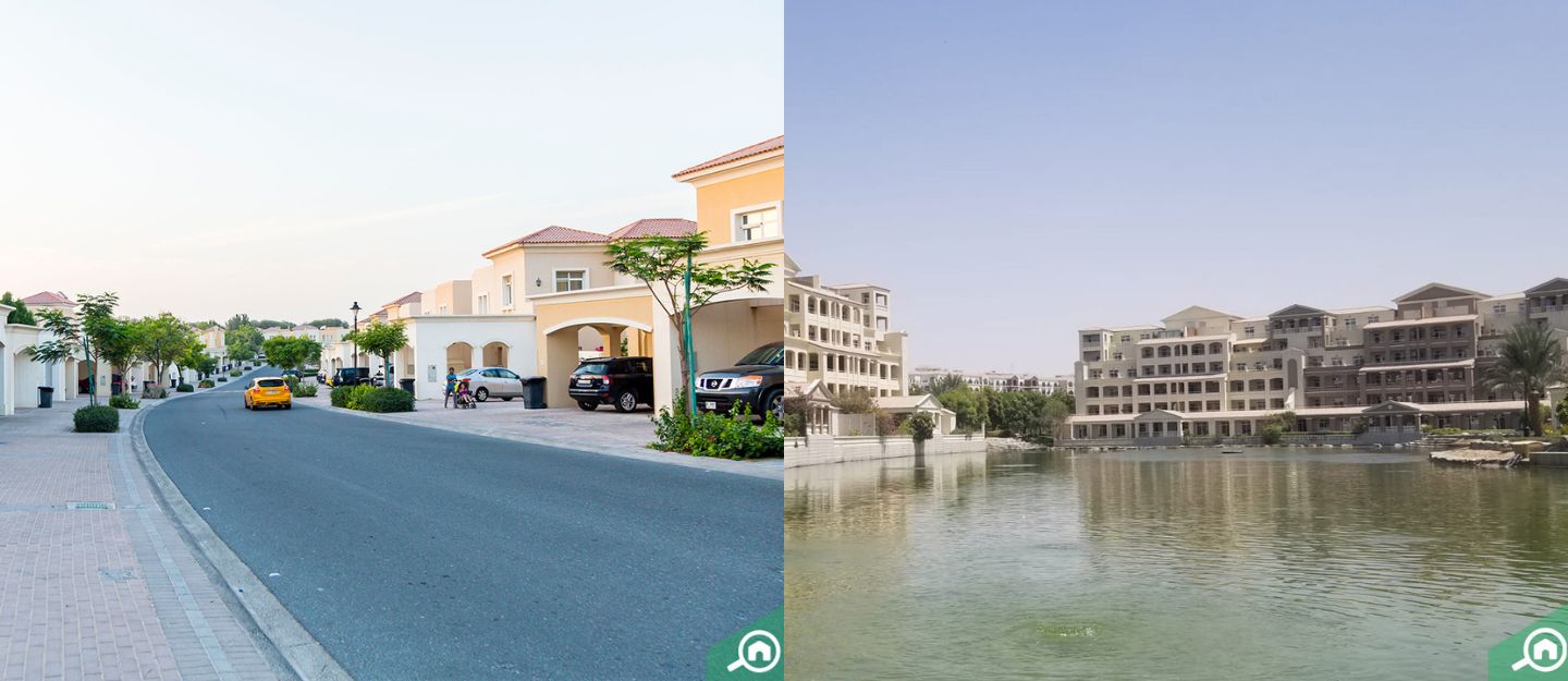 living in arabian ranches vs green community in motor city